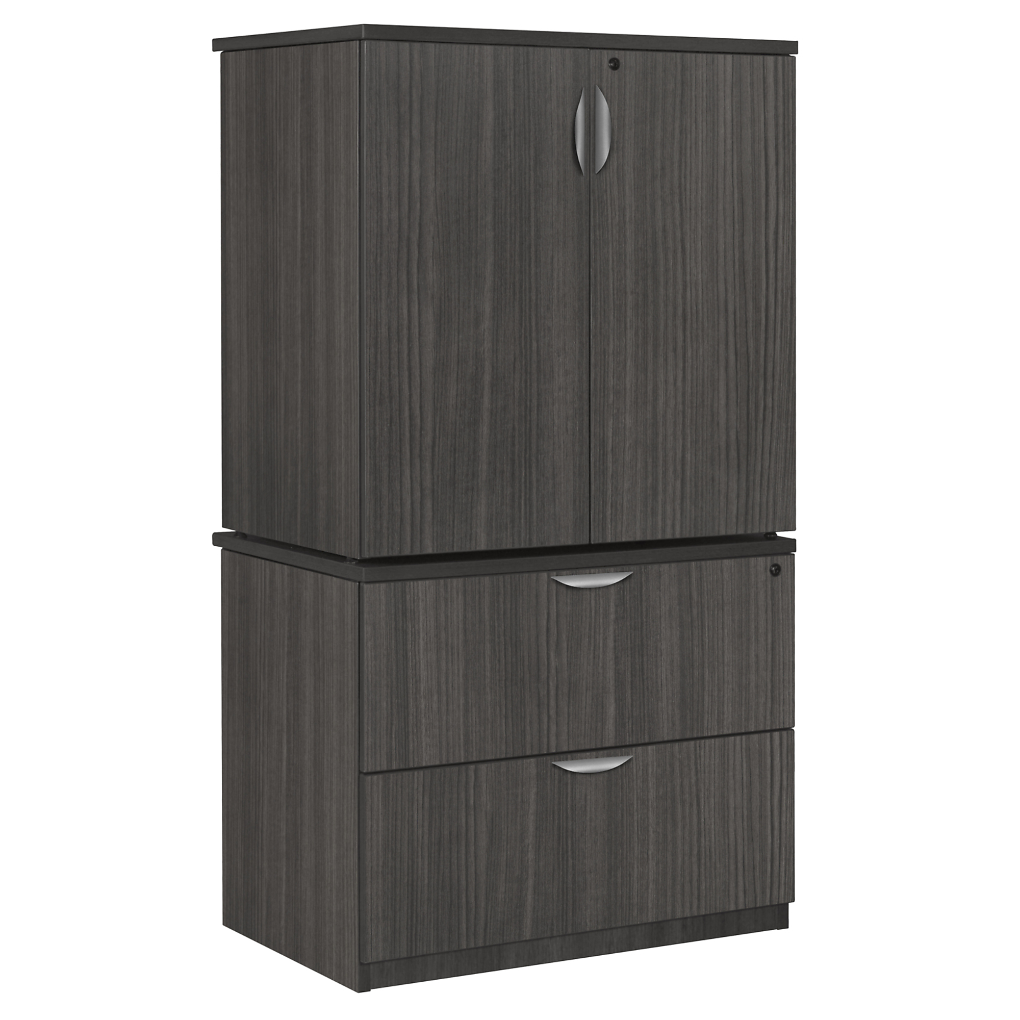 Regency Furniture Legacy Lateral File with Stackable Storage Cabinet — Ash Grey, Lockable Drawers, Adjustable Shelves, Model# LPLFSC3665AG